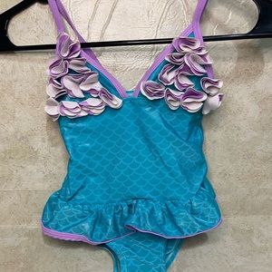 Mermaid baby swimsuit green purple one piece bathing suit